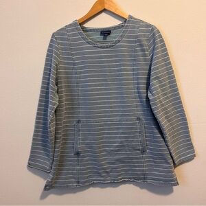 J Jill Indigo Women’s Medium Soft Blue Stripes Long Sleeve Tunic Top